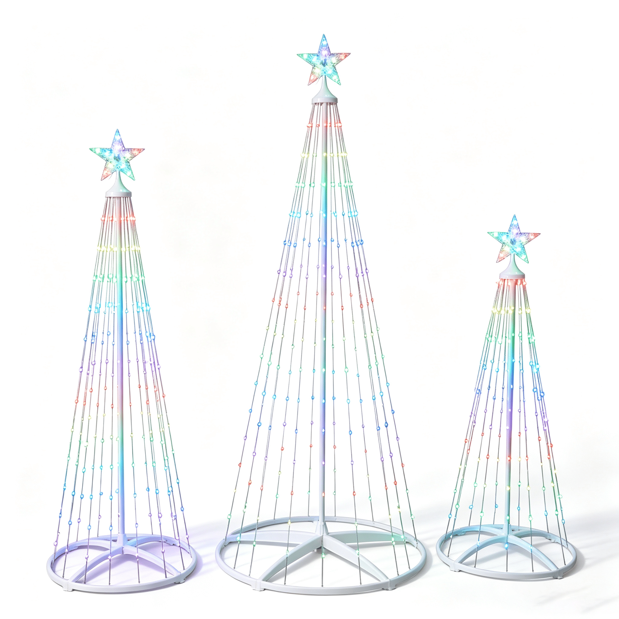 DR.Planzen 4FT/5FT/6FT Color Changing LED Cone Tree Set, Multicolor Spiral Christmas Trees with App & Remote Control, Indoor & Outdoor Holiday Decor