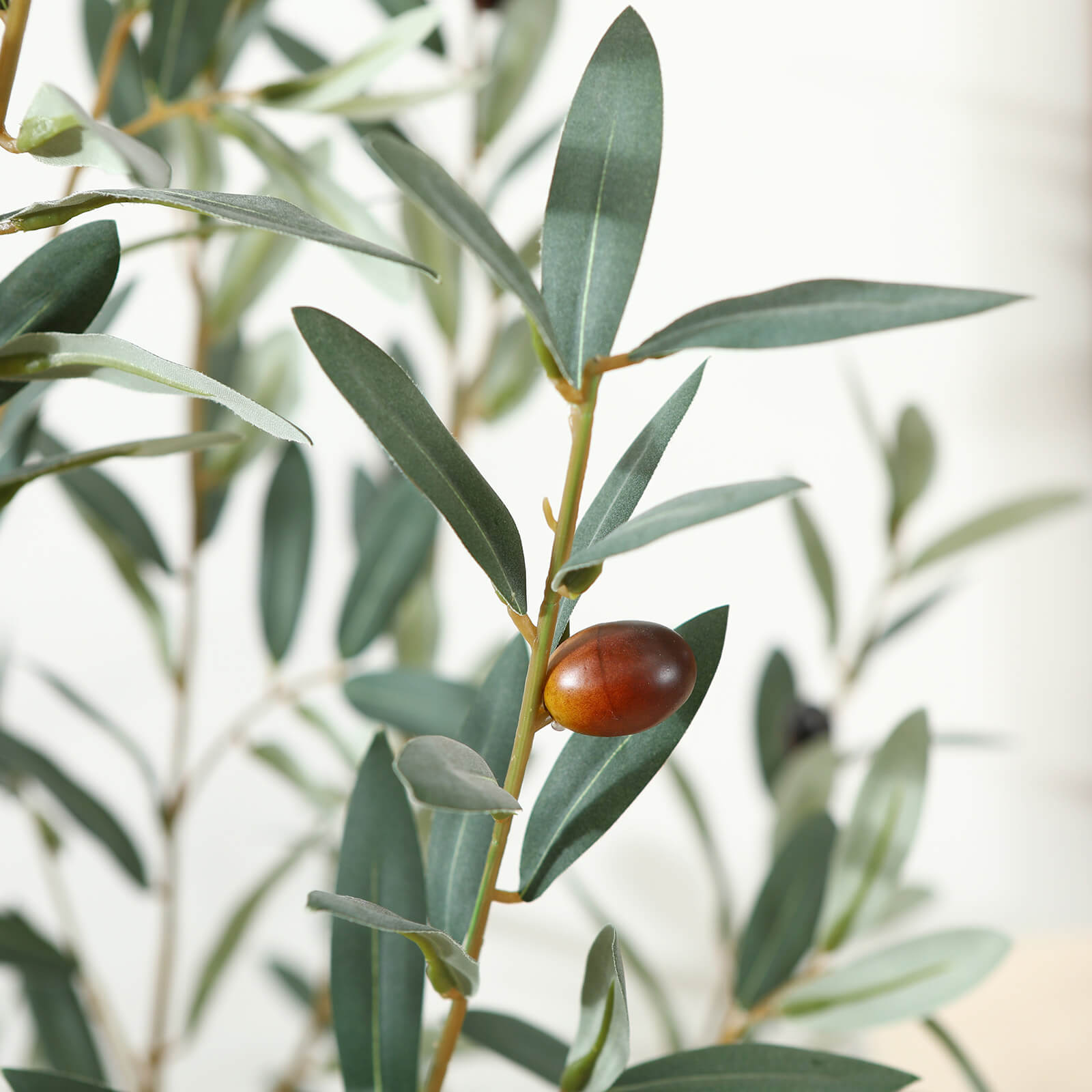 VeriNatural 5/6/7FT Artificial Real Trunks Olive Tree with White Planter for Indoor