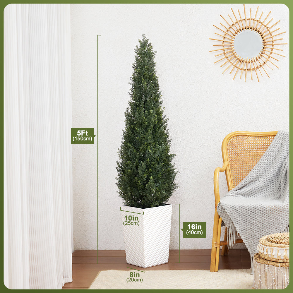 VeriNatural 4/5FT Artificial Cedar Tree with Black Taper Planter for Indoor & Outdoor（VN155）