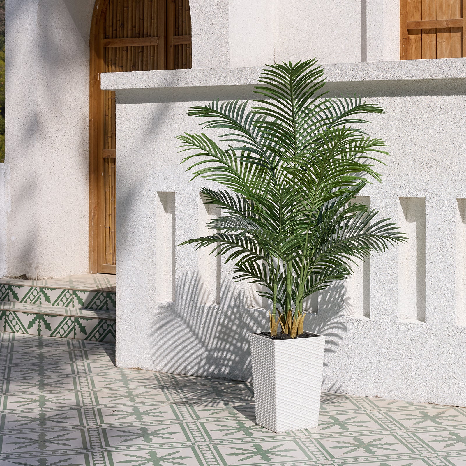 VeriNatural 5/6FT Artificial Palm Tree UV Resistant with Black/White Taper Planter for Indoor & Outdoor（VN130）