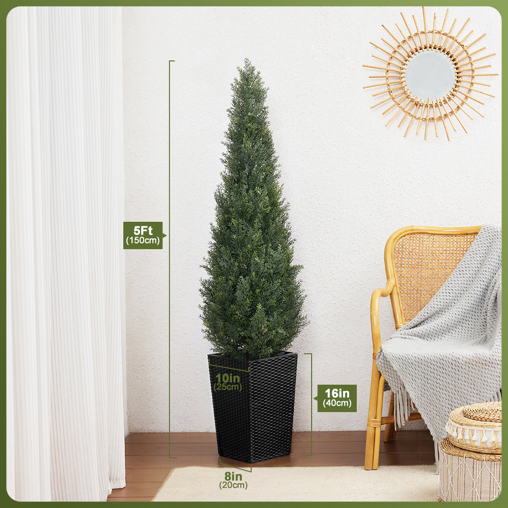 VeriNatural 4/5FT Artificial Cedar Tree with Black Taper Planter for Indoor & Outdoor（VN155）