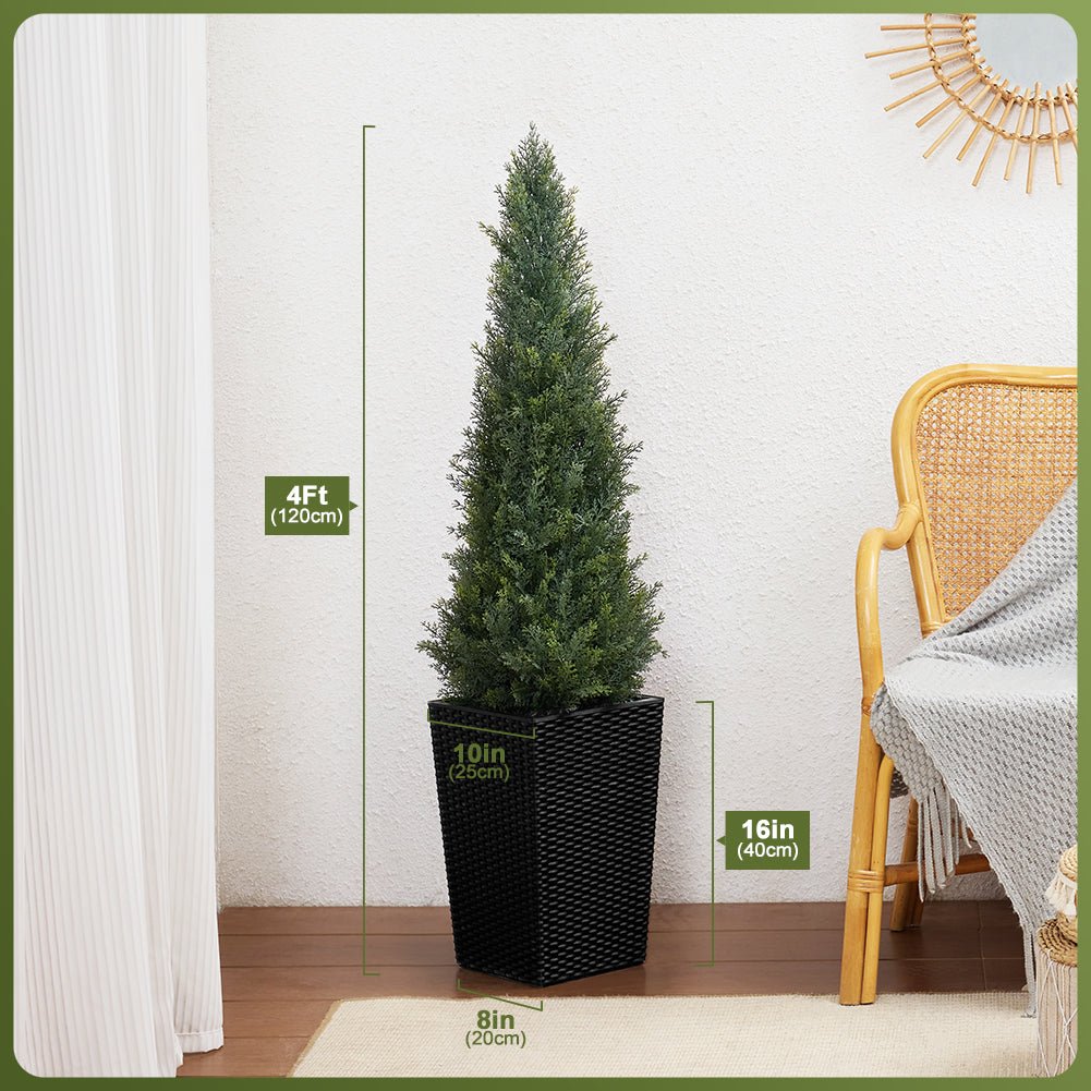 VeriNatural 4/5FT Artificial Cedar Tree with Black Taper Planter for Indoor & Outdoor（VN155）