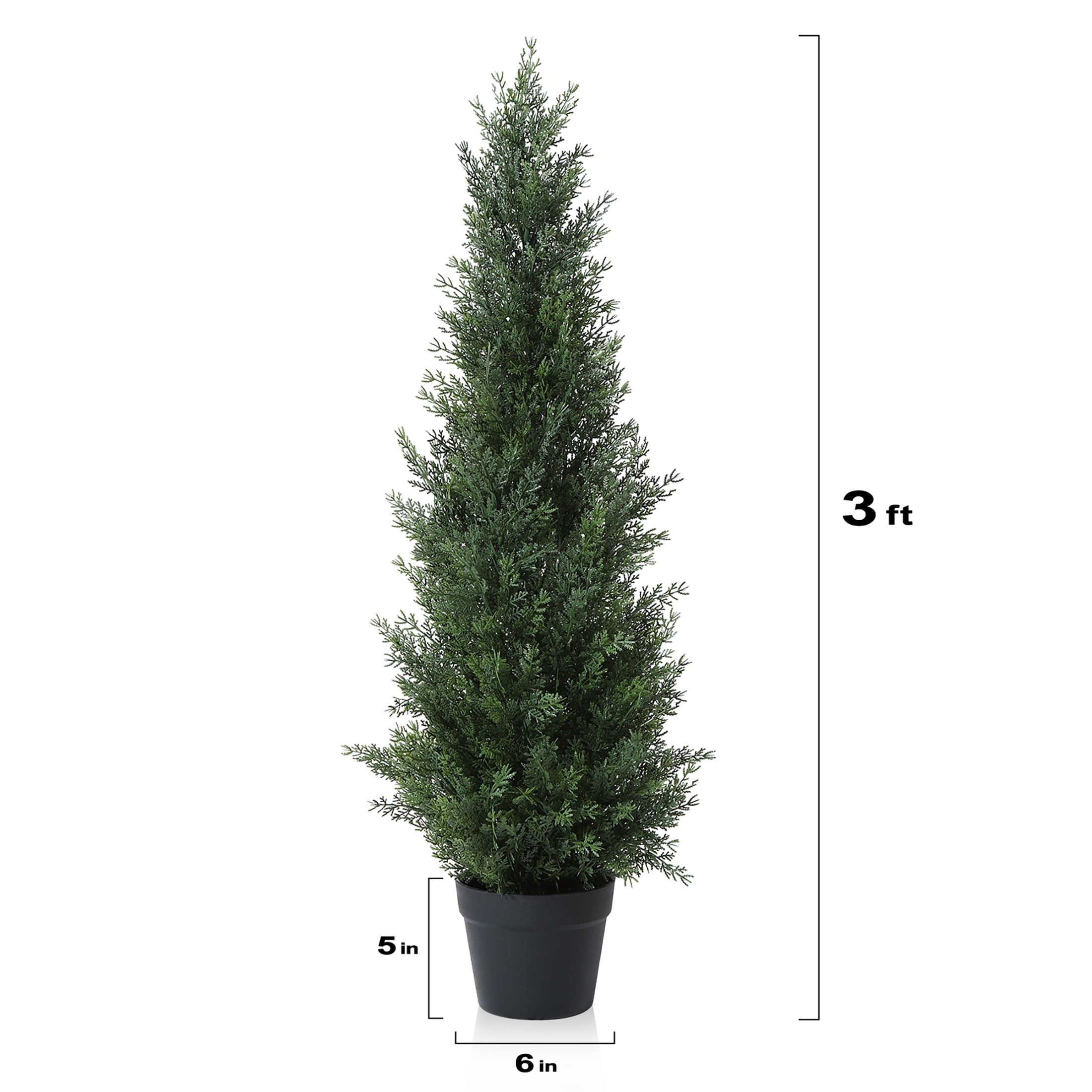 DR.Planzen Artificial Cedar Tree 2 Pack 3 ft Outdoor Artificial Topiary Cedar Plants Fake Tree UV Rated Potted Plants for Porch Decor Faux Pine Tree for Perfect Housewarming Gift