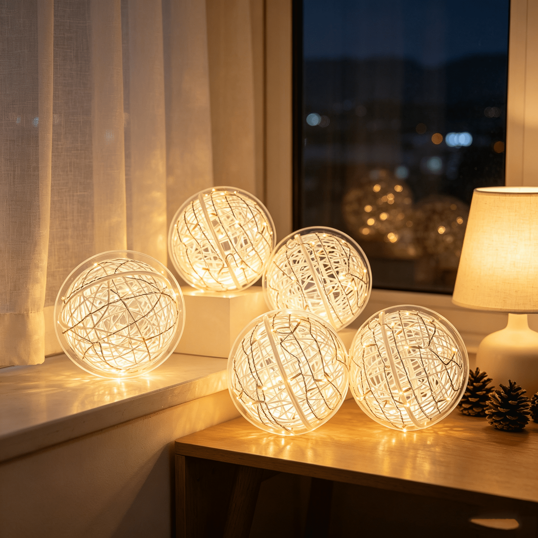 DR.Planzen 4 Pack 8in Christmas Ball Lights Outdoor, Hanging Globe Lights, Sphere Tree Lights, Warm White LED Lights - 160 LEDs, 8 Modes for Yard Porch Patio Home