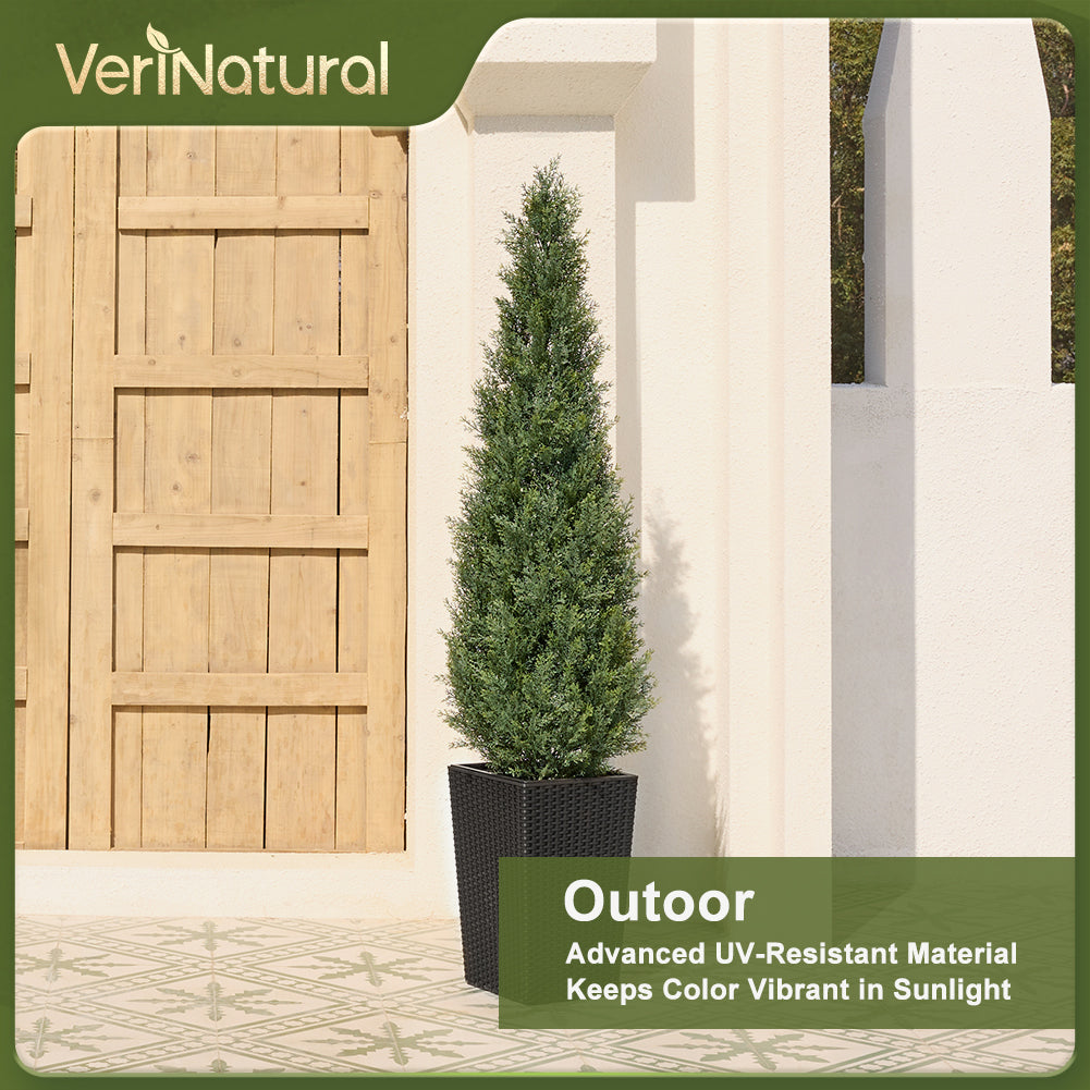 VeriNatural 4/5FT Artificial Cedar Tree with Black Taper Planter for Indoor & Outdoor（VN155）