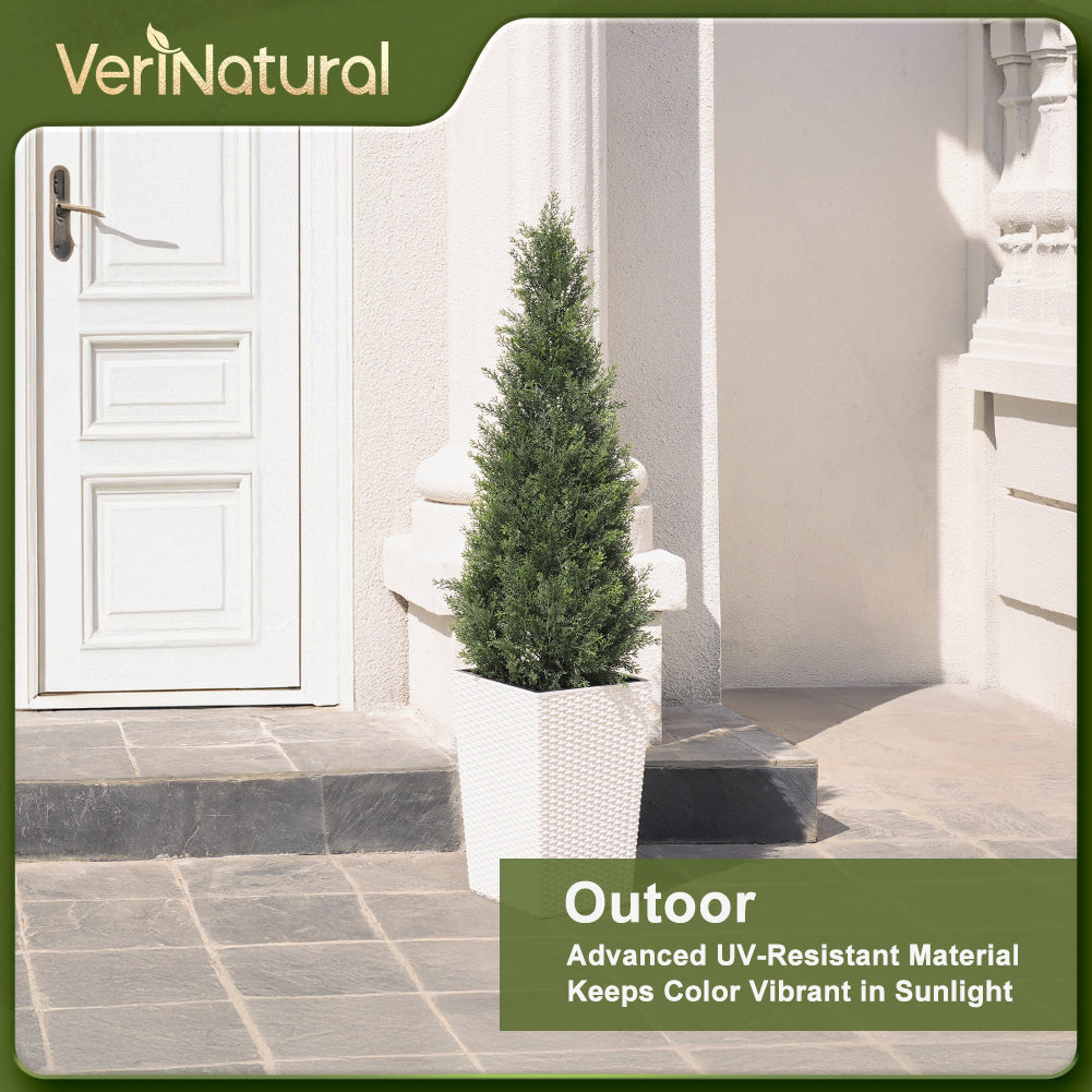 VeriNatural 4/5FT Artificial Cedar Tree with Black Taper Planter for Indoor & Outdoor（VN155）