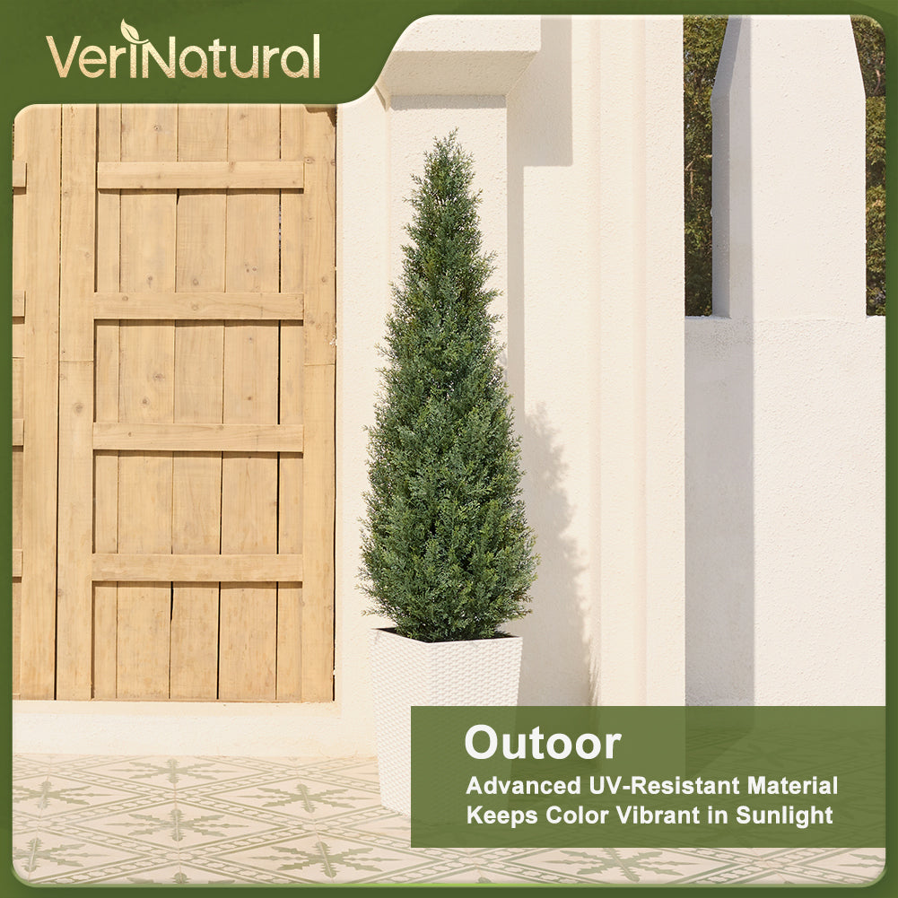 VeriNatural 4/5FT Artificial Cedar Tree with Black Taper Planter for Indoor & Outdoor（VN155）