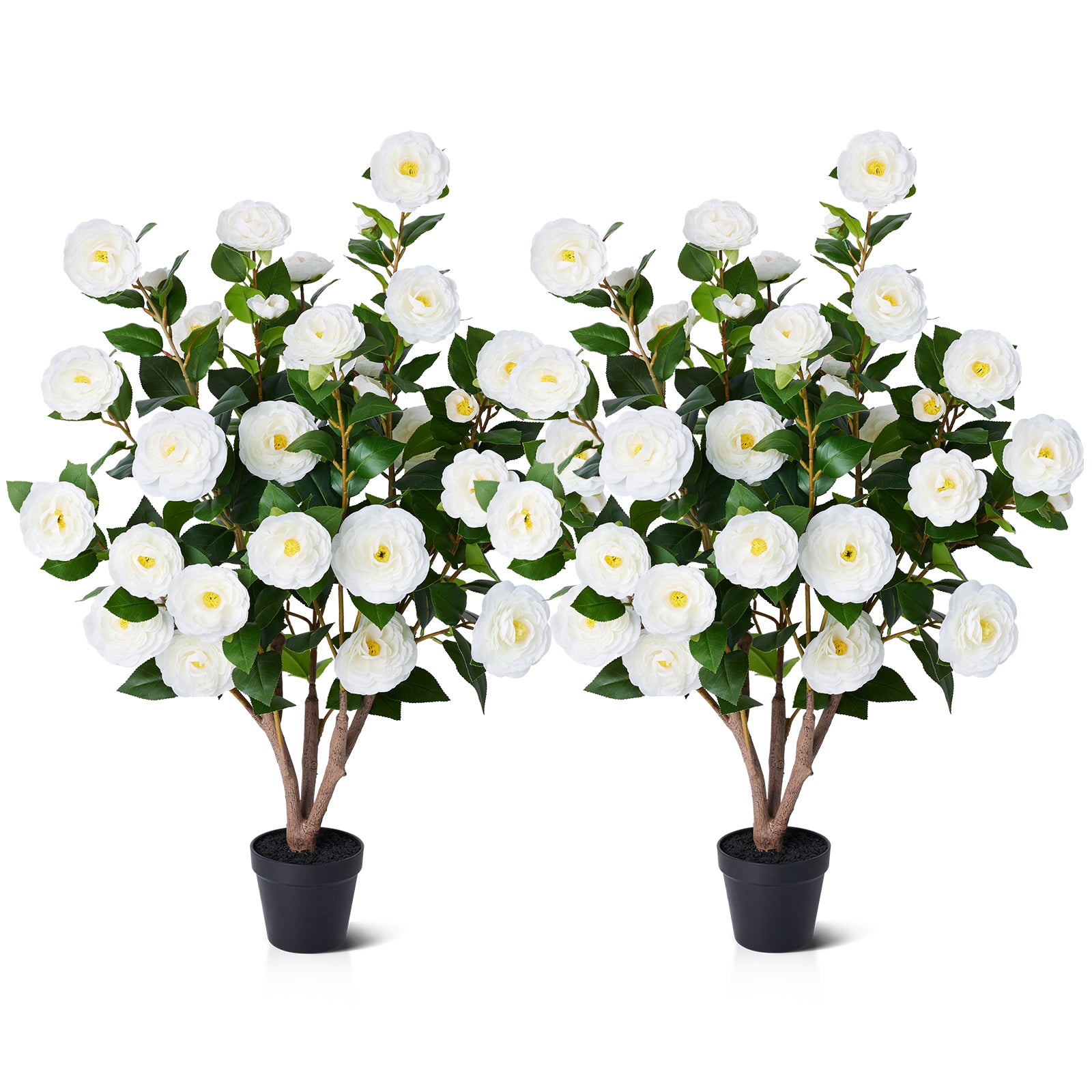 VeriNatural Artificial Camellia Tree – 3 /4ft UV-Resistant Outdoor Silk Flowers, Small Potted Set of 2, Perfect for Tabletop, Porch & Home Decor