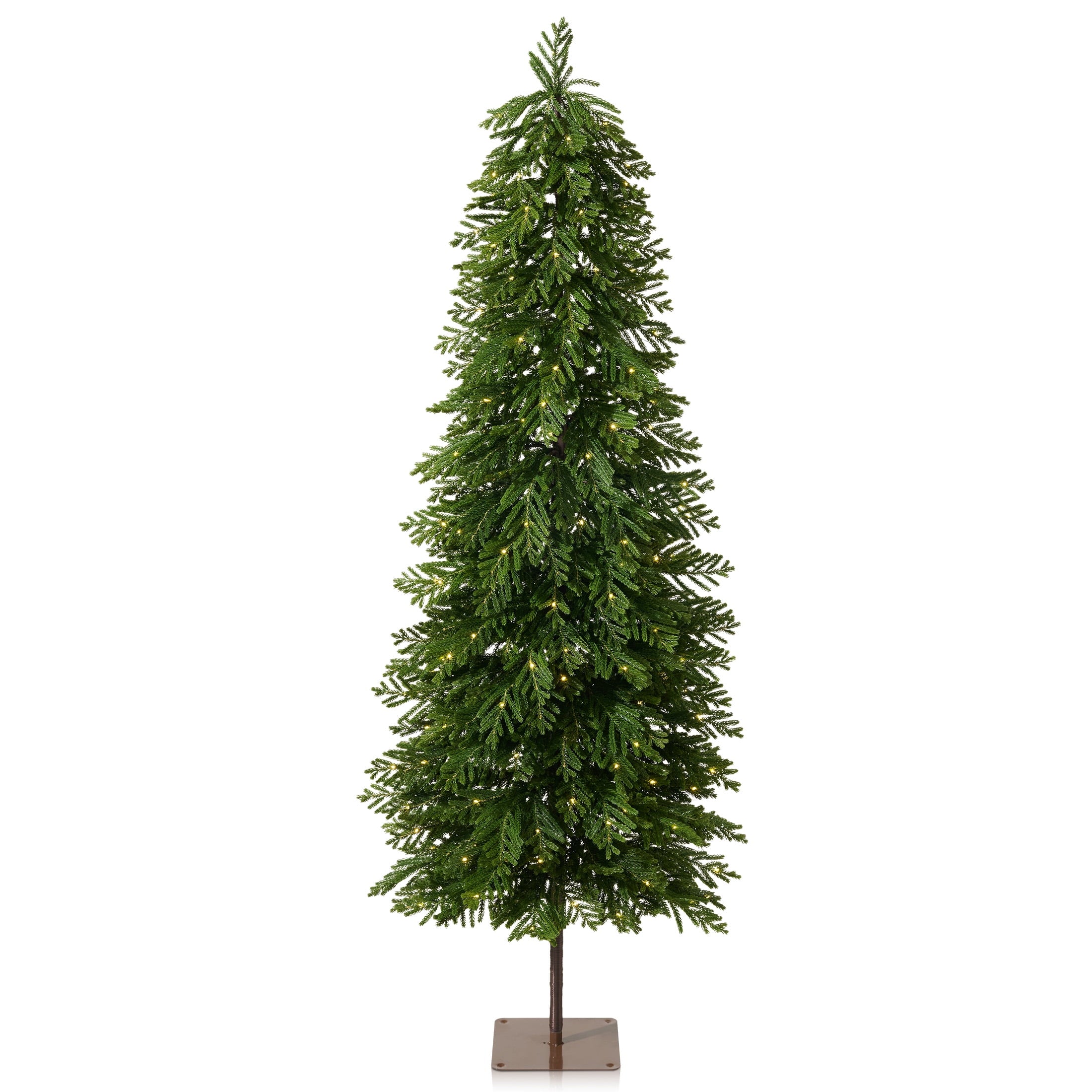 DR.Planzen 6ft Pre-Lit Artificial Norfolk Pine Tree with Metal Stand, 170 Warm White LED Lights, 3-Piece Assembly Faux Tree in Coffee Pot for Indoor Home & Office Decor