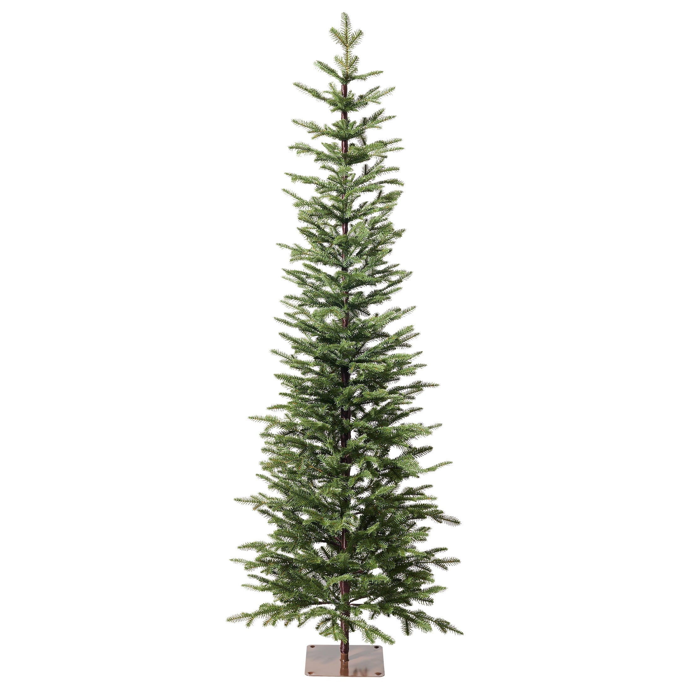 DR.Planzen 6ft Prelit Pencil Christmas Tree with 150 Warm White LED Lights, 1571 PE Branch Tips, Iron Base, Slim Artificial Christmas Tree for Apartment, Entryway, Corner, Office