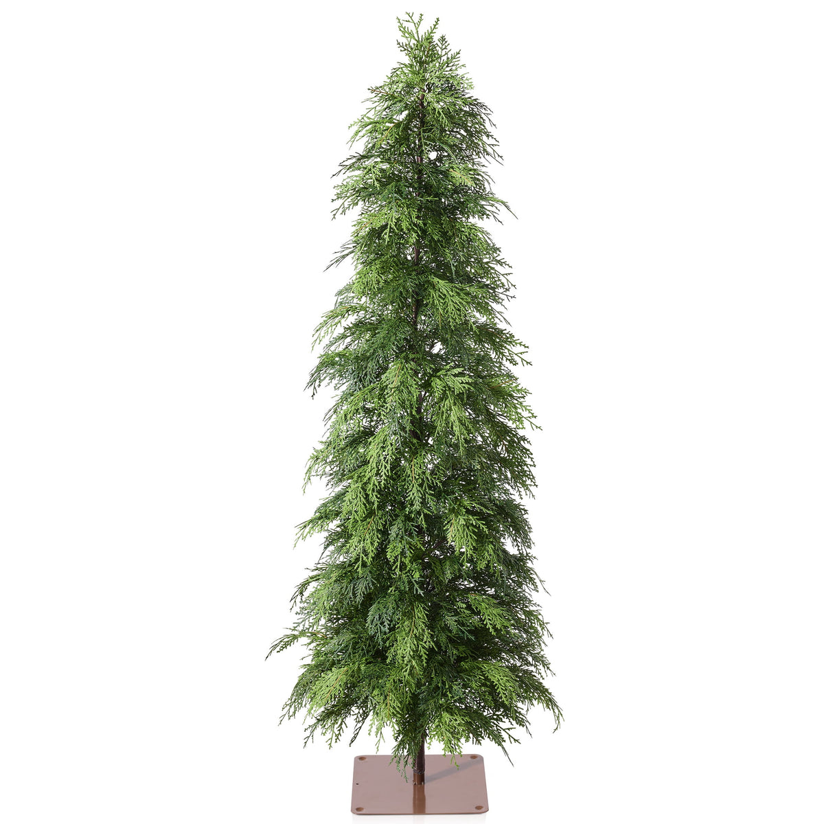 DR.Planzen Artificial Cypress Tree 5FT - Realistic PE Faux Christmas Tree with Stable Iron Base, Artificial Evergreen Tree for Front Porch, Patio, Entryway, Indoor Outdoor Home Decor