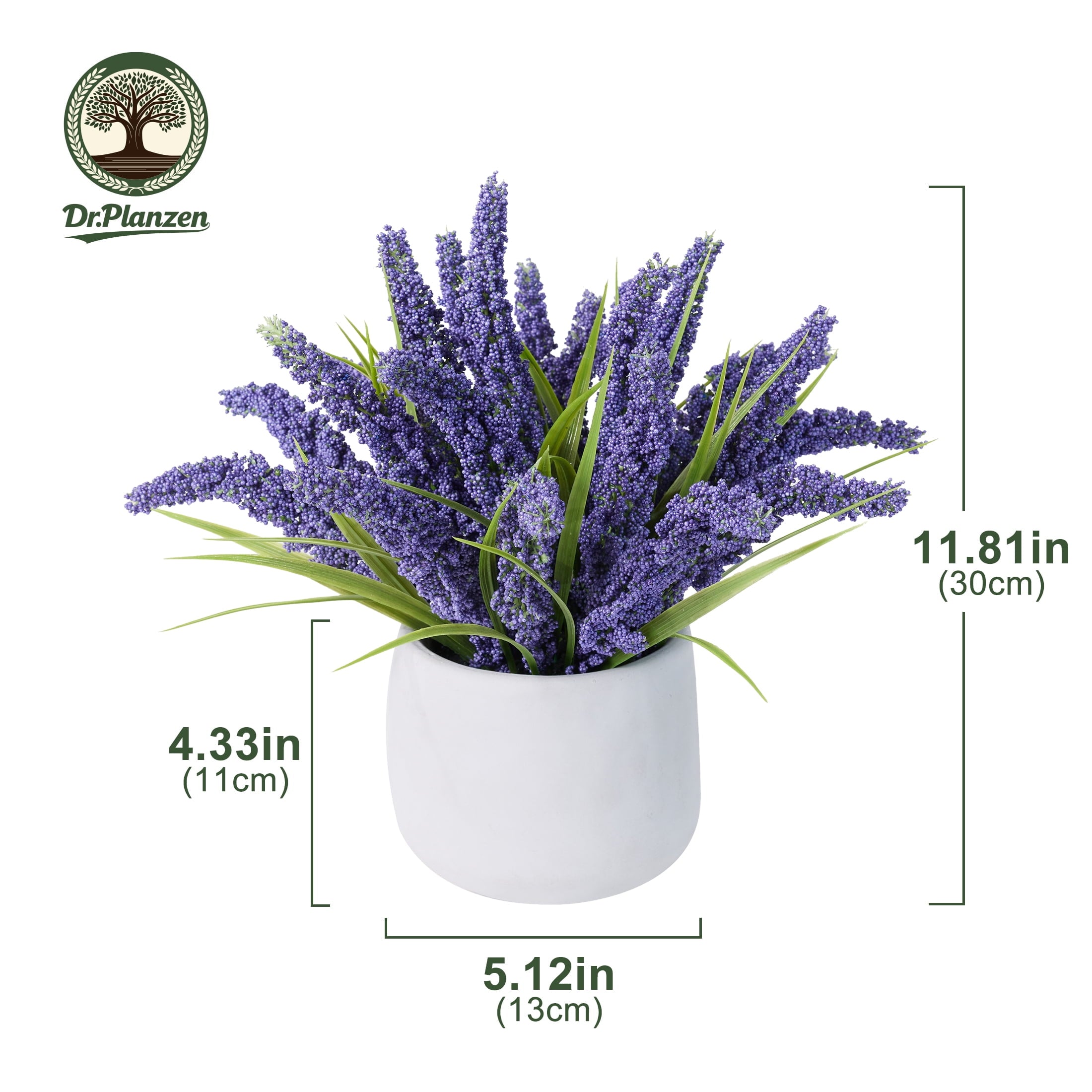 DR.Planzen 12in Artificial Lavender Plant in White Pot Faux Lavender Flowers Fake Lavender Plant, 21 Stems 42 Leaves Dense Realistic Purple Artificial Flowers for Farmhouse Home Bathroom Desk Decor