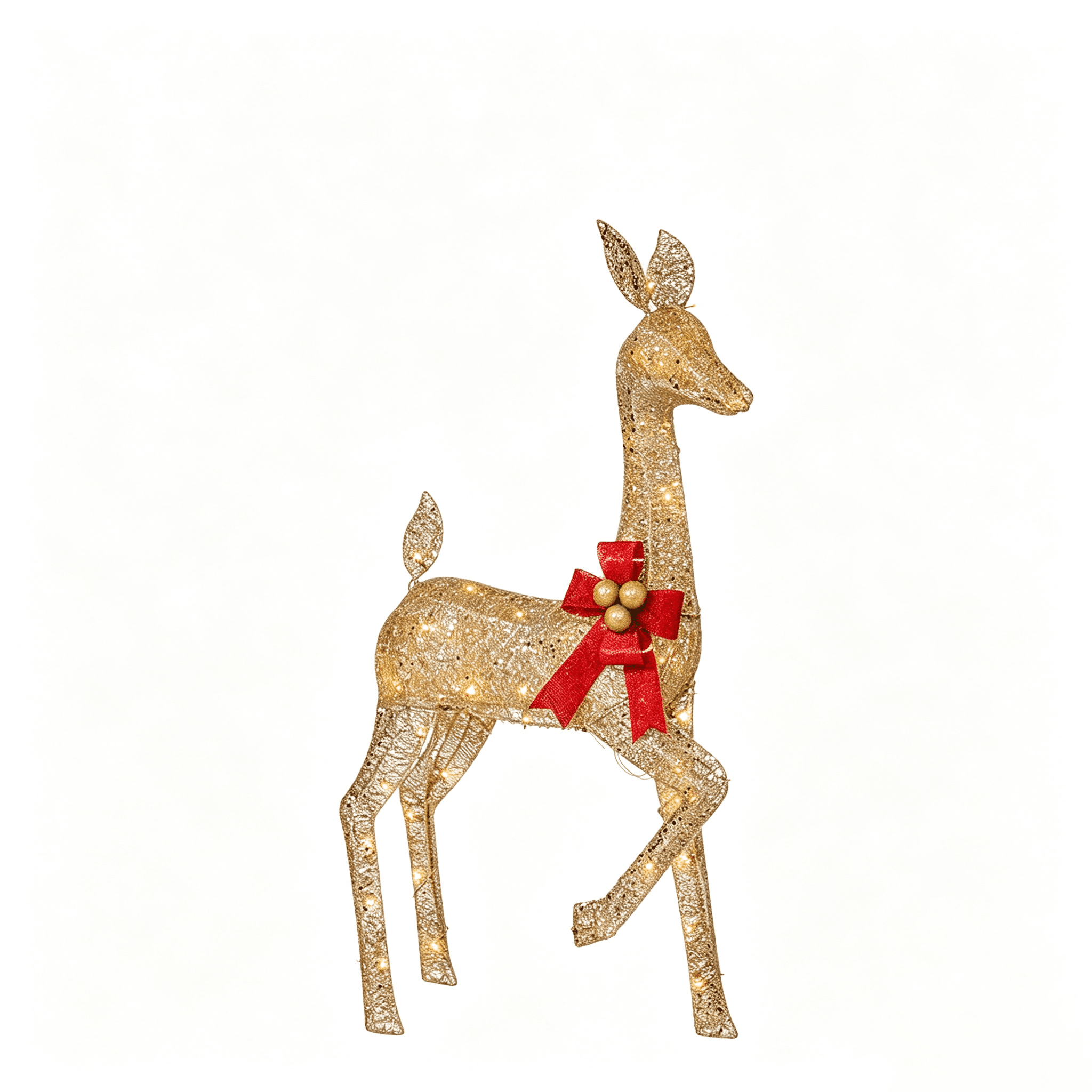 DR.Planzen Lighted Christmas Deer Family, 360 LED 4.5FT Gold Buck Doe Fawn Set, 3-Piece Lighted Reindeer Set, Christmas Yard Decorations for Lawn, Garden & Porch Outdoor