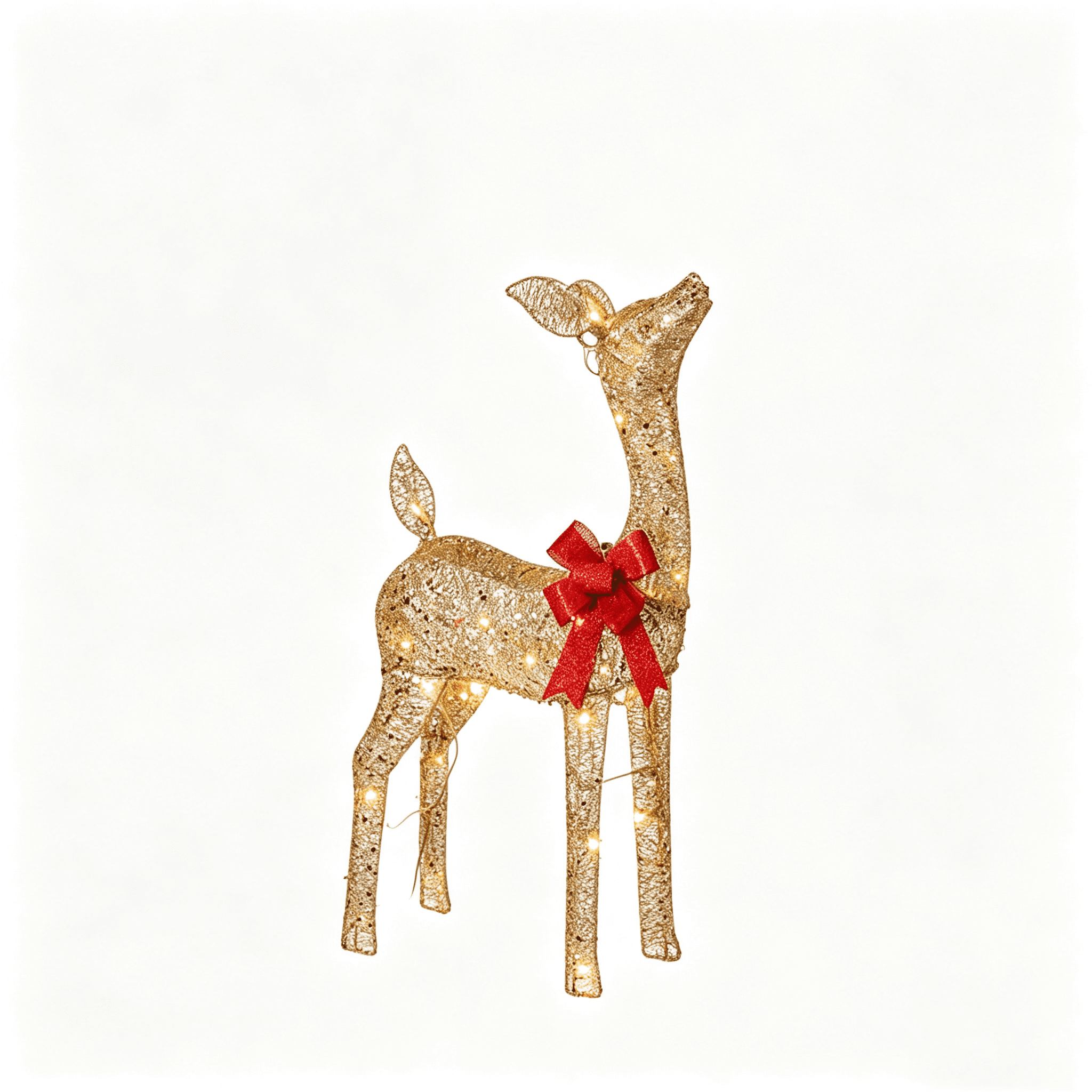 DR.Planzen Lighted Christmas Deer Family, 360 LED 4.5FT Gold Buck Doe Fawn Set, 3-Piece Lighted Reindeer Set, Christmas Yard Decorations for Lawn, Garden & Porch Outdoor