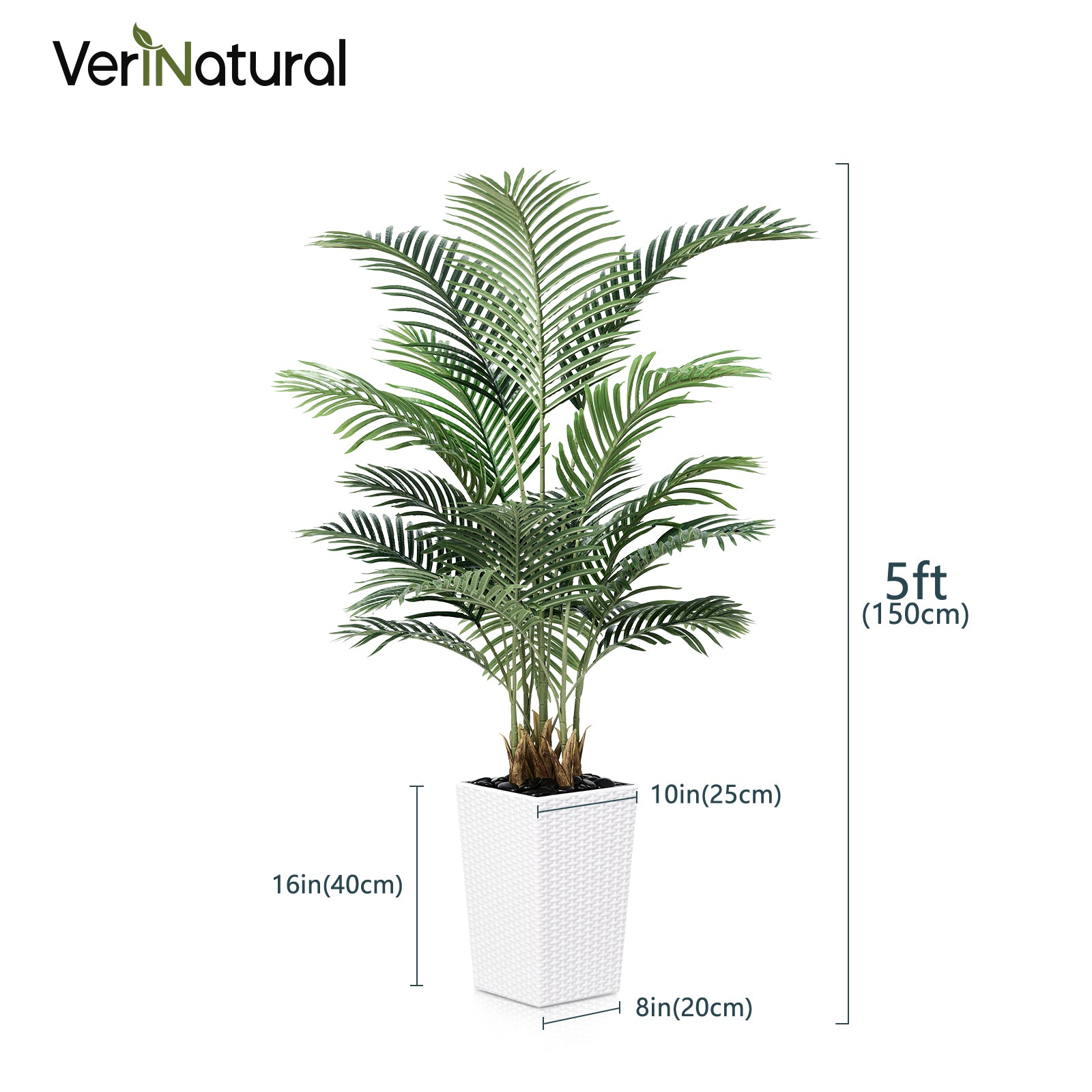 VeriNatural 5/6FT Artificial Palm Tree UV Resistant with Black/White Taper Planter for Indoor & Outdoor（VN130）