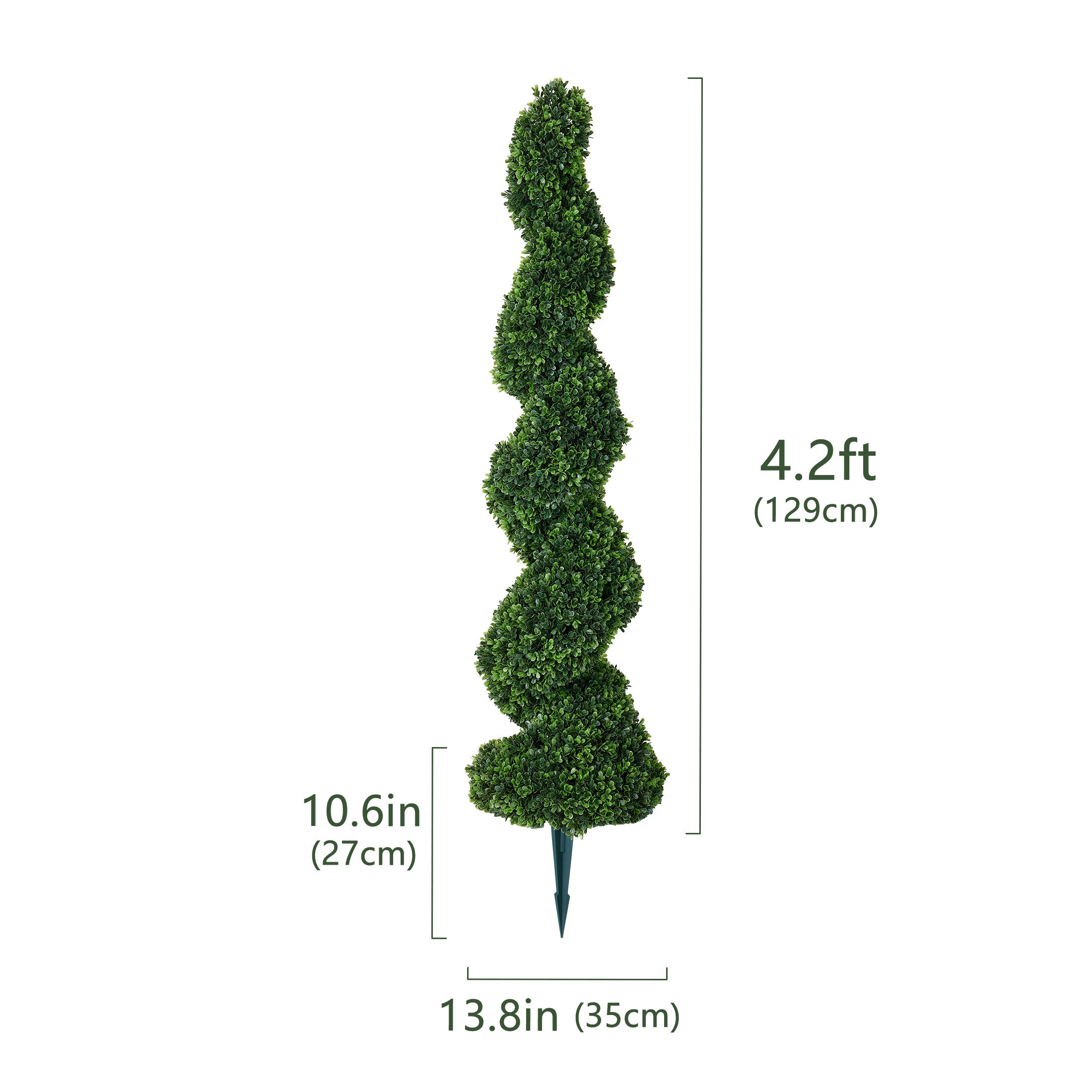 VeriNatural 1/2 Pack 4FT Artificial Spiral Topiary Tree – UV Resistant Faux Boxwood Plant with Metal Spikes for Indoor & Outdoor Garden, Porch & Patio Decor